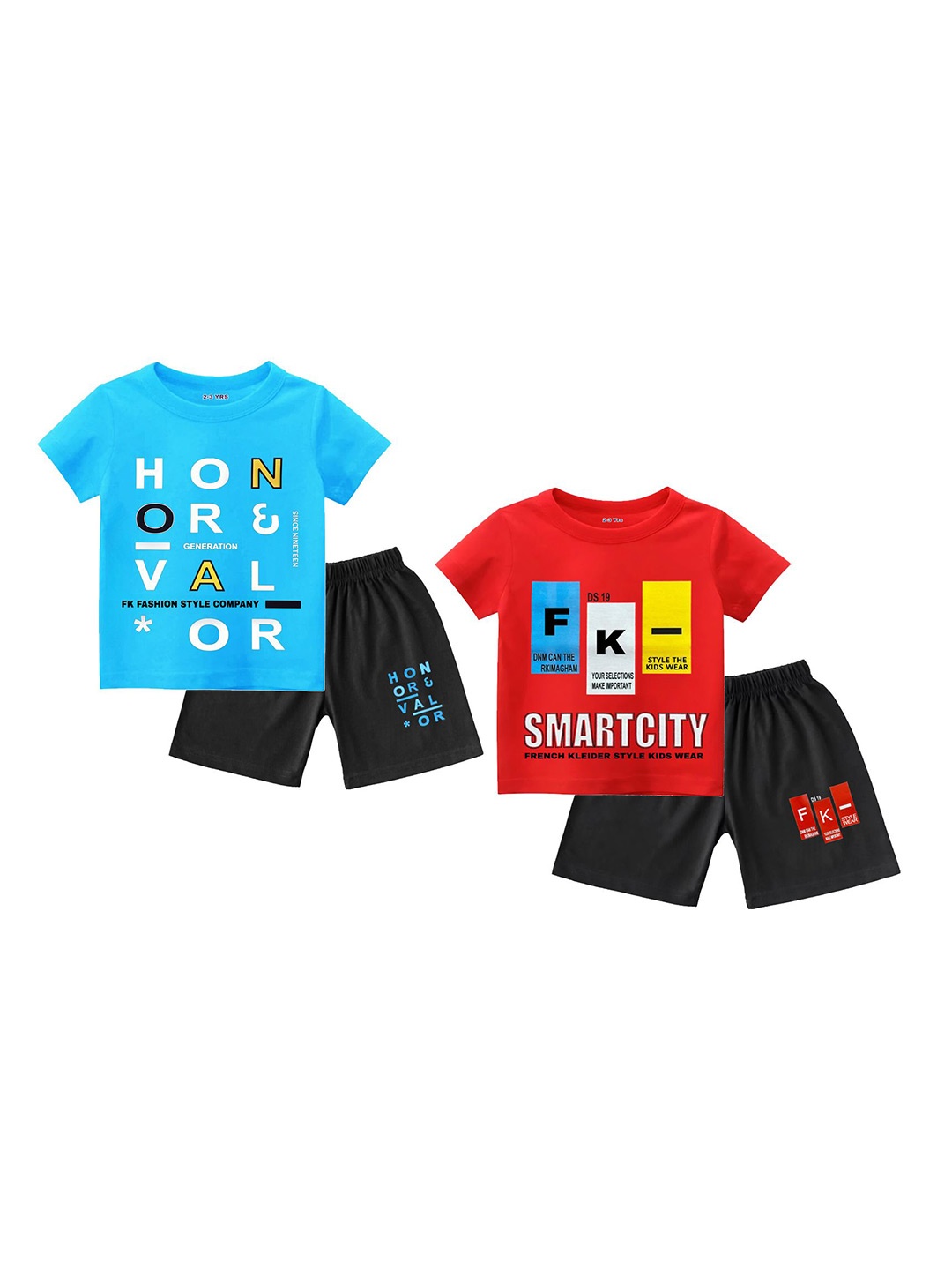 

FRENCH KLEIDER Boys Printed T-shirt with Shorts, Red