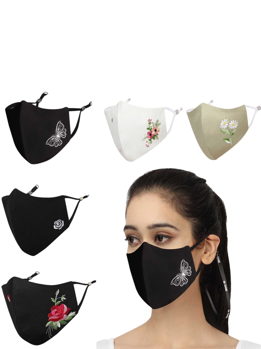 

MASQ Pack Of 5 Organic Cotton 4-Layered Dust Production Masks, White