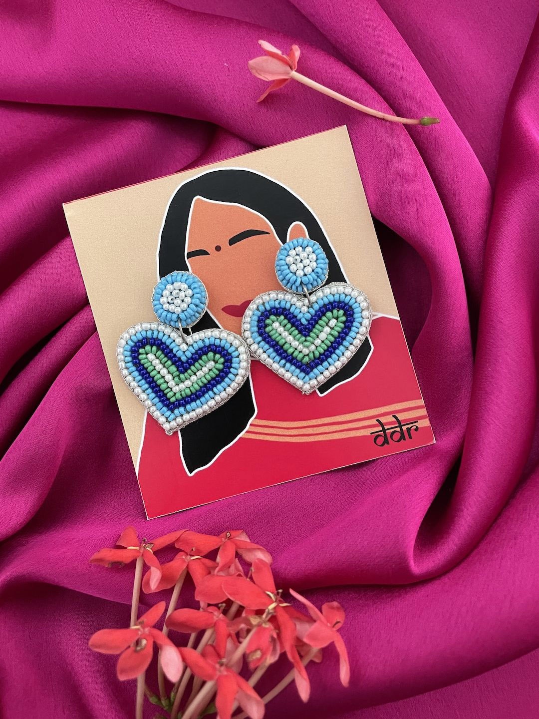 

Digital Dress Room Heart Shaped Drop Earrings, Multi