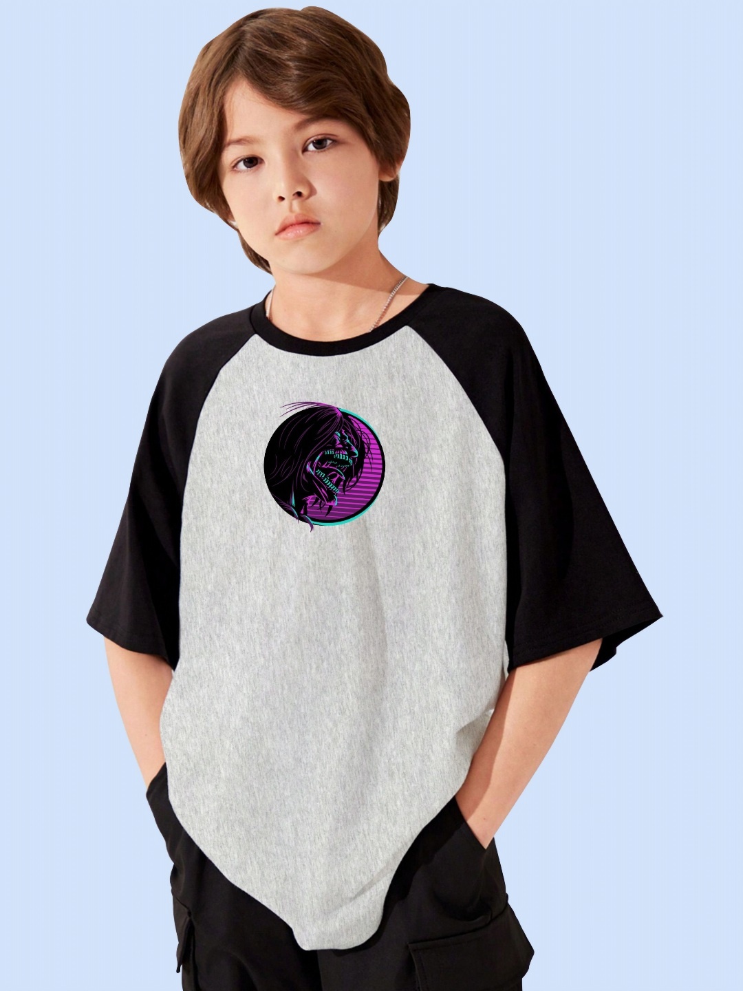 

LOCAVESTIR Boys Printed T-shirt, Grey