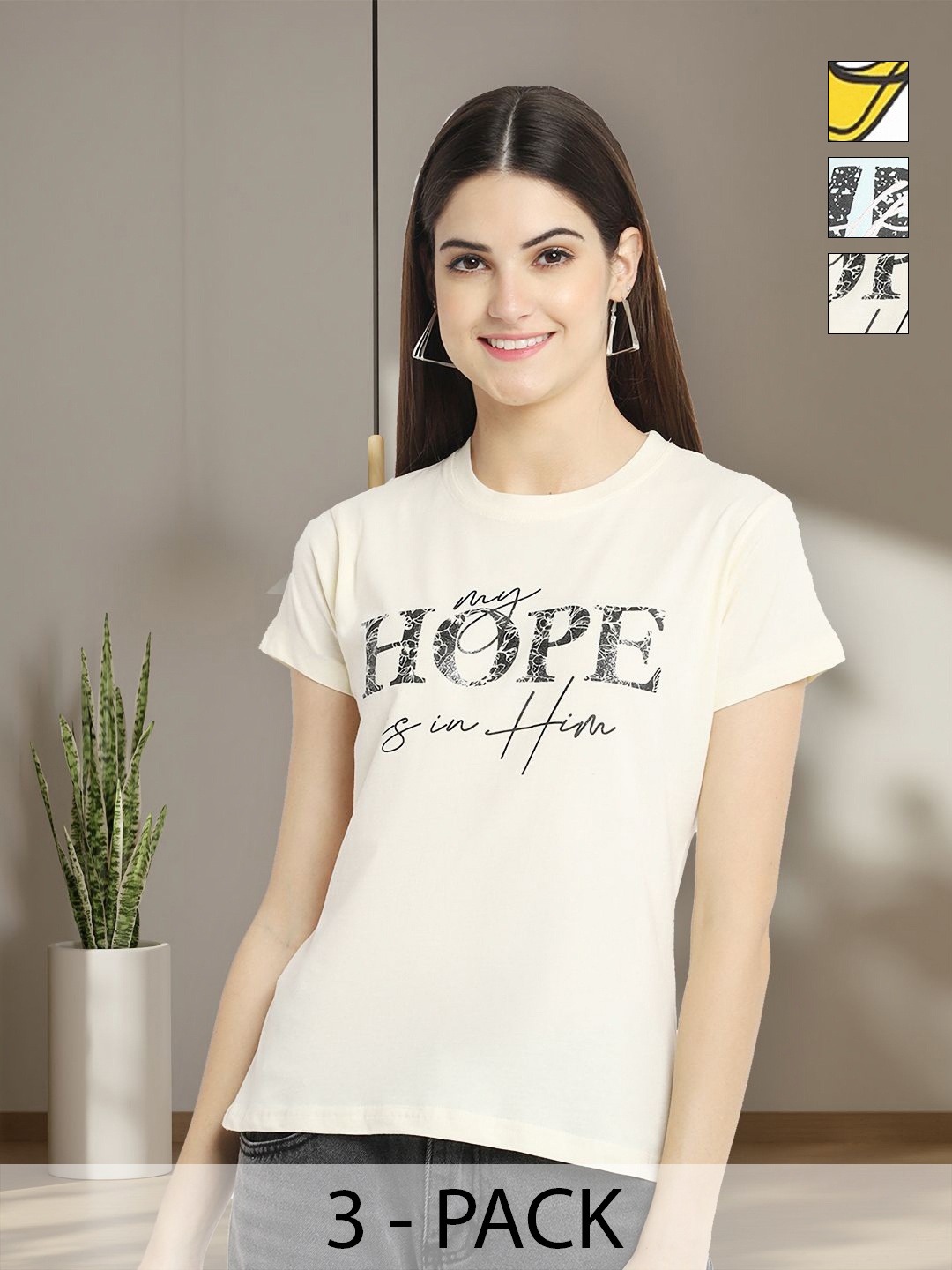 

Tromko Women Typography 3 Printed Applique T-shirt, Multi