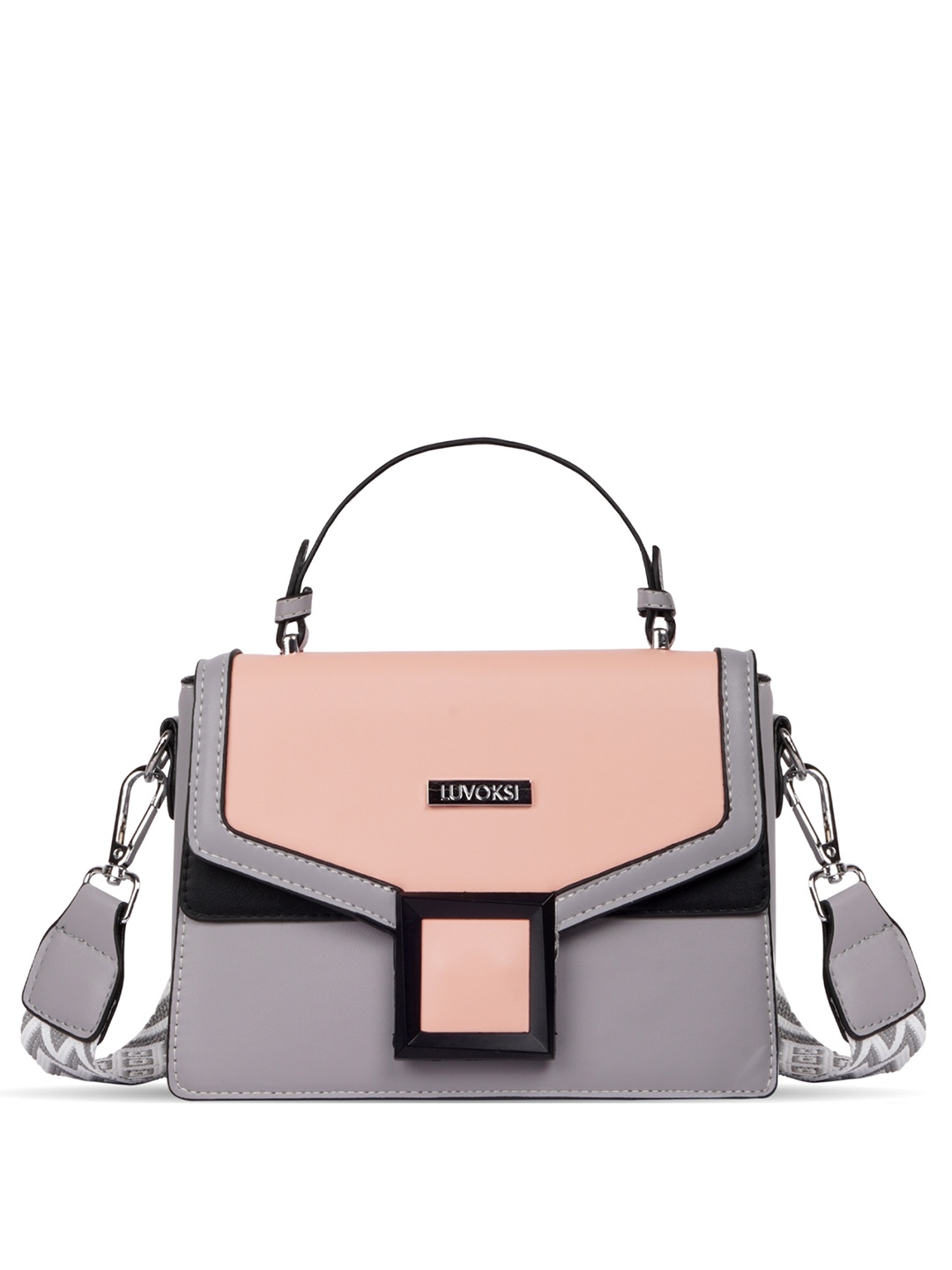 

Luvoksi Colourblocked PU Structured Sling Bag, Pink