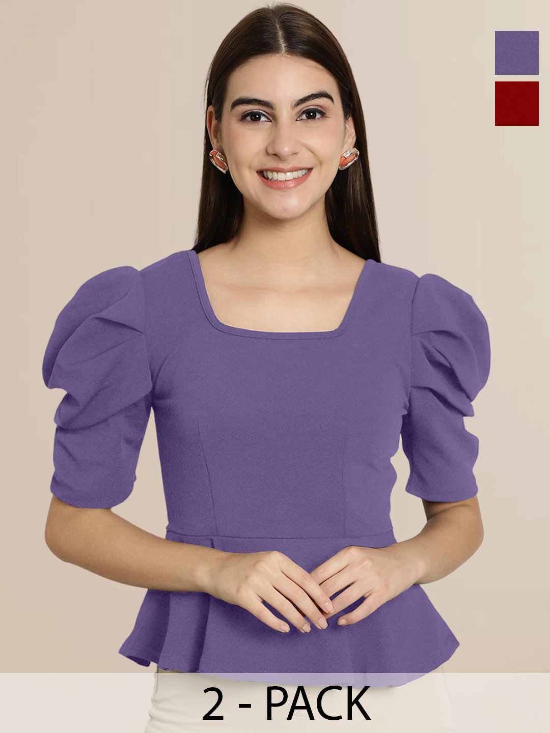 

Tromko Sweetheart Neck Puff Sleeve Top, Multi
