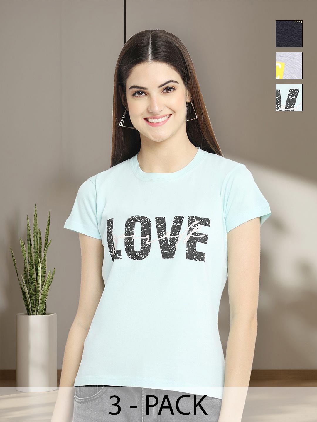 

Tromko Women Typography 3 Printed Applique T-shirt, Multi