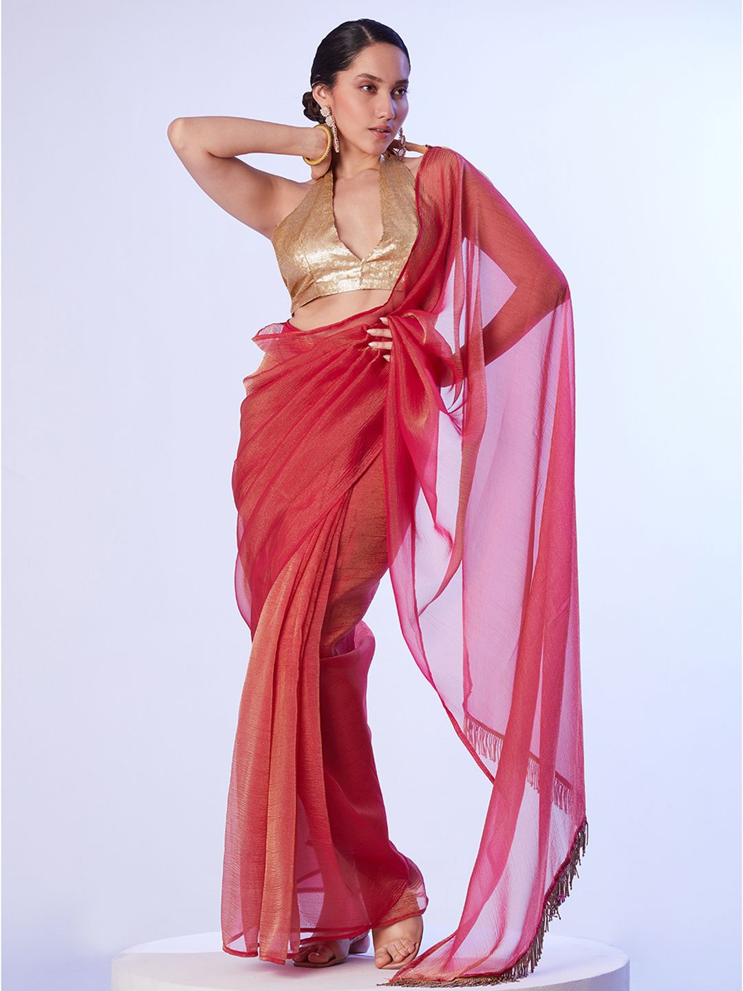 

Mitera Pure Silk Saree, Red