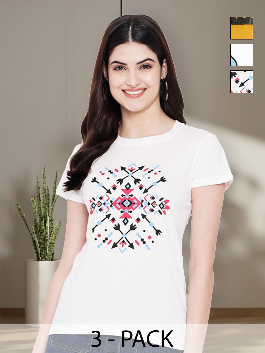 

Tromko Women Typography 3 Printed Applique T-shirt, Multi