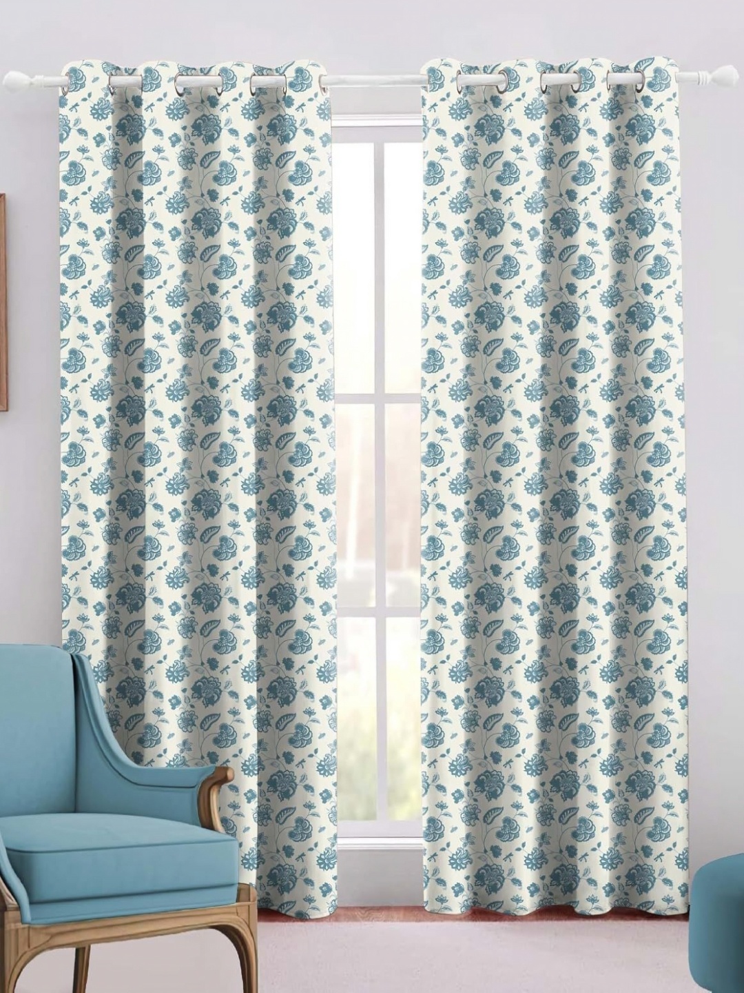 

Trance Home Linen Teal & White Floral Door Curtain