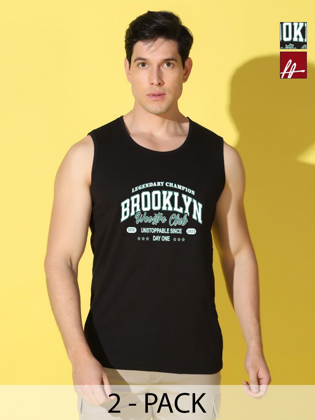 

WOOSTRO Men Typography 2 Printed Applique Slim Fit T-shirt, Black