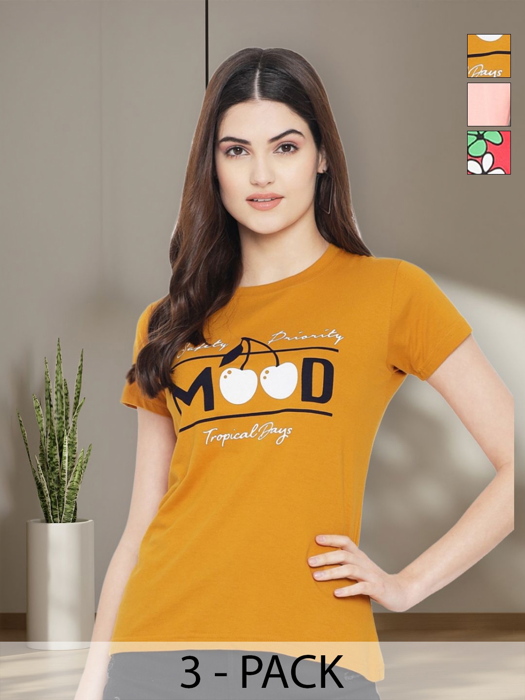 

Tromko Women Typography 3 Printed Applique T-shirt, Multi