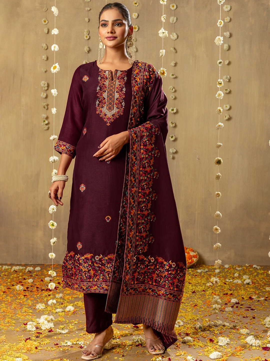 

DRESOUL Women Kurti with Pyjamas & With Dupatta, Purple