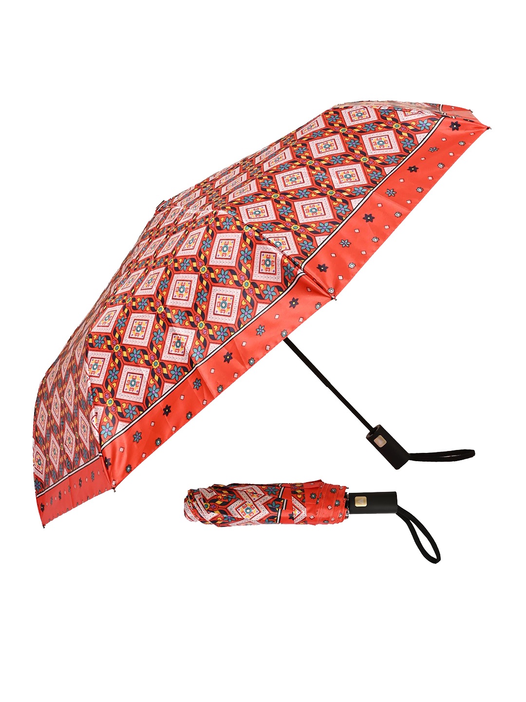 

LOOM LEGACY Semi-Automatic 3 Fold Ethnic Motifs Umbrellas, Red