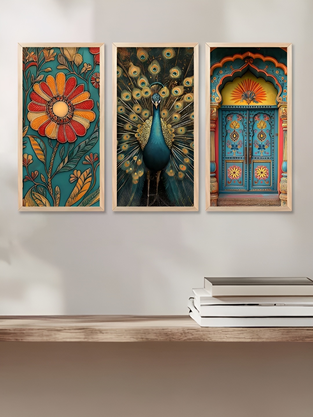 

WALLLANE Brown & Tan 3 Piece Wood Abstract Wall Paintings