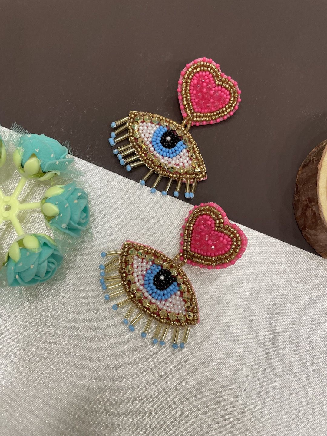 

Digital Dress Room Heart Shaped Drop Earrings, Multi