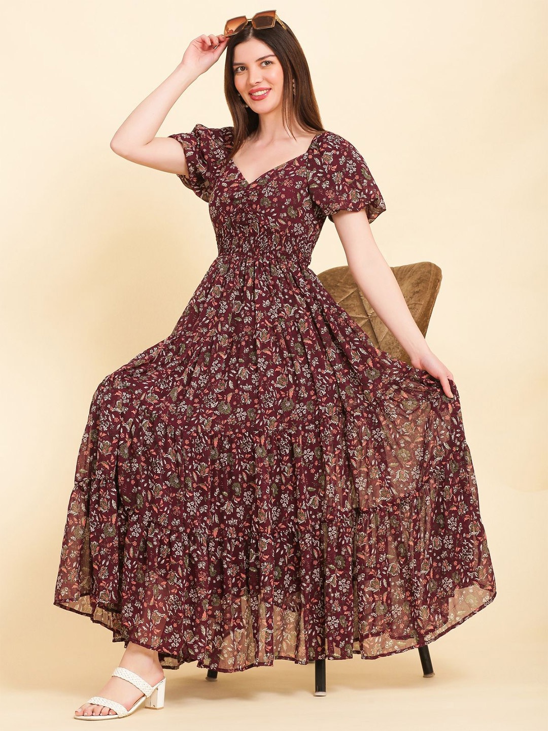 

NOUN Floral Print Georgette Maxi Dress, Multi