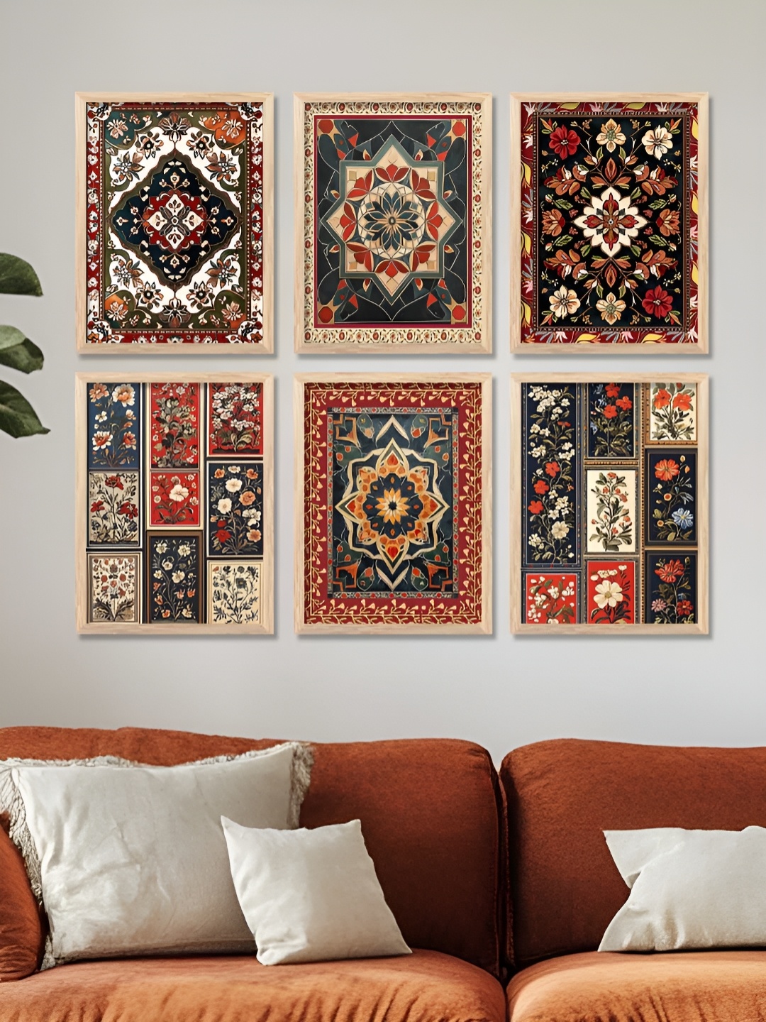 

WALLLANE Brown & Green 6 and more Piece Wood Abstract Wall Paintings