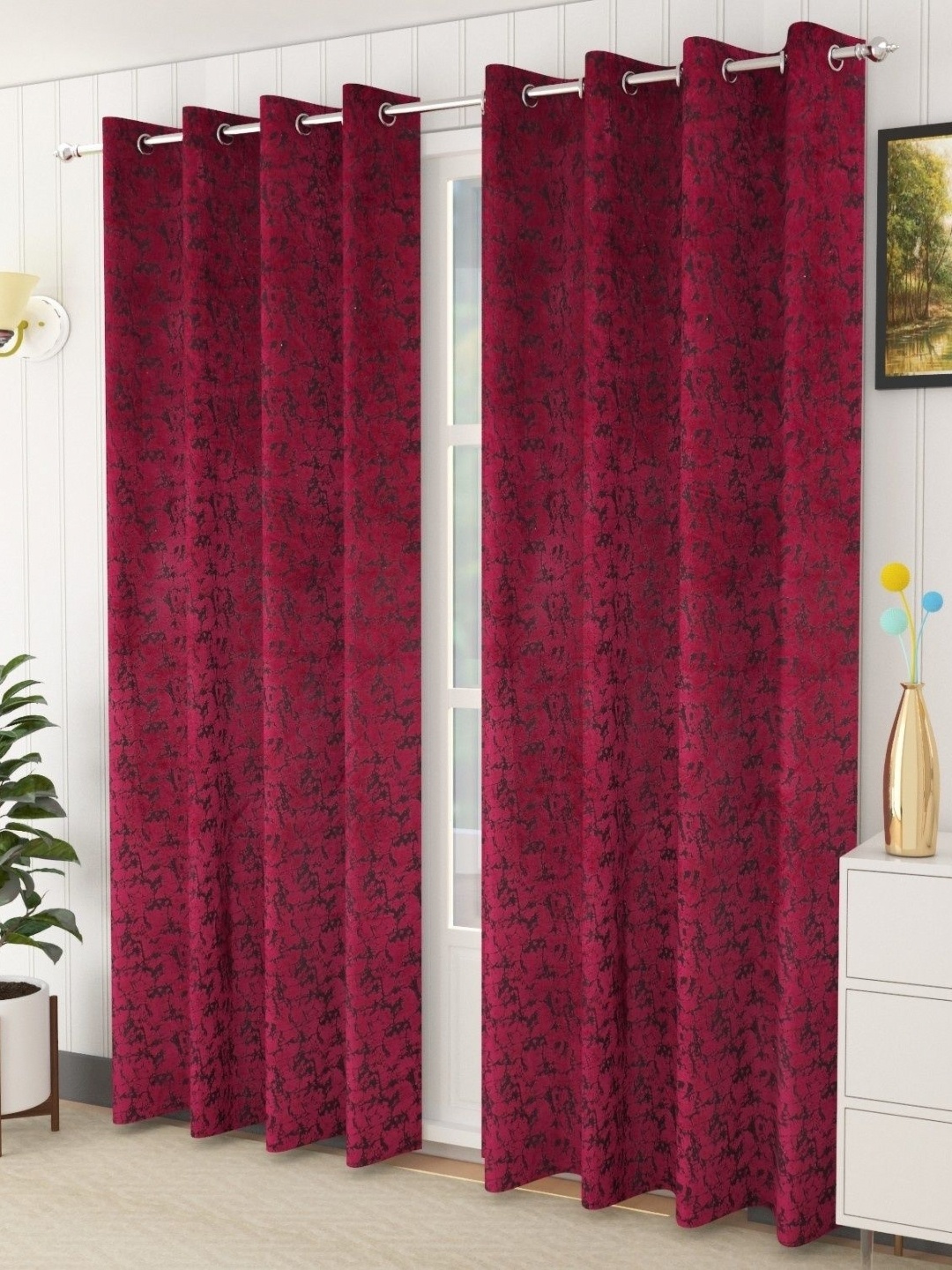 

Galaxy Home Decor Purple Set of 2 Room Darkening Door Curtain