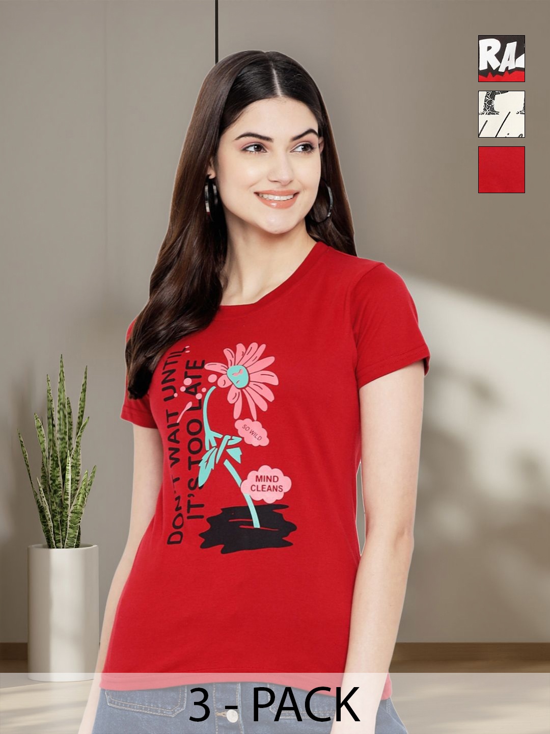 

Tromko Women Typography 3 Printed Applique T-shirt, Multi