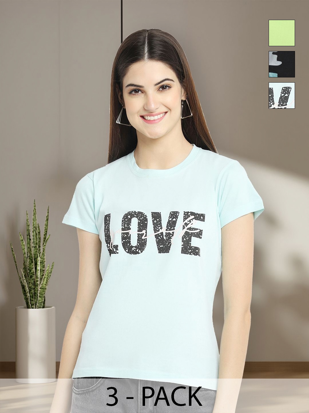 

Tromko Women Typography 3 Printed Applique T-shirt, Multi