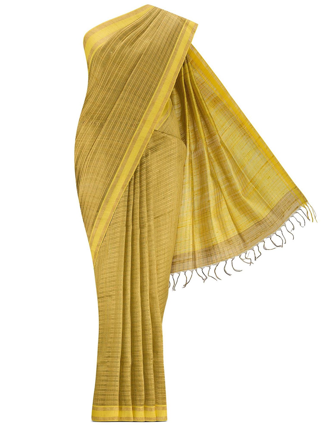 

Nalli Women's Striped Bhagalpuri Tussar Pure Silk Saree, Brown