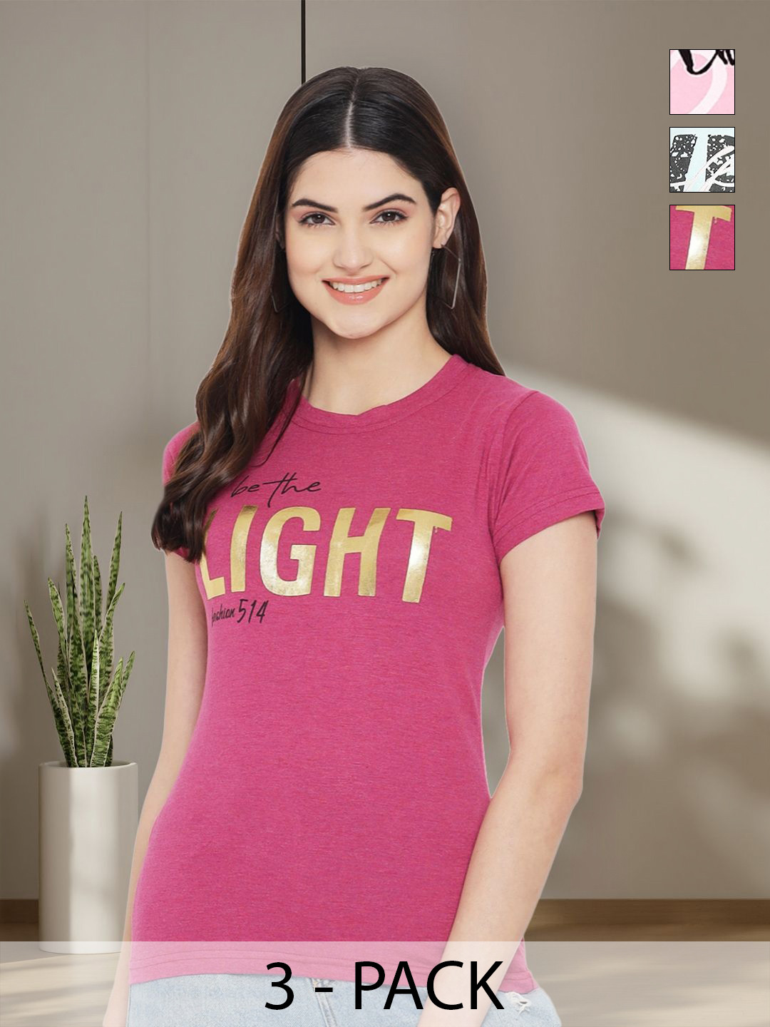 

Tromko Women Typography 3 Printed Applique T-shirt, Multi