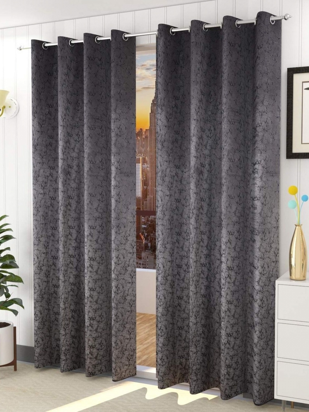 

Galaxy Home Decor Grey Set of 2 Room Darkening Door Curtain
