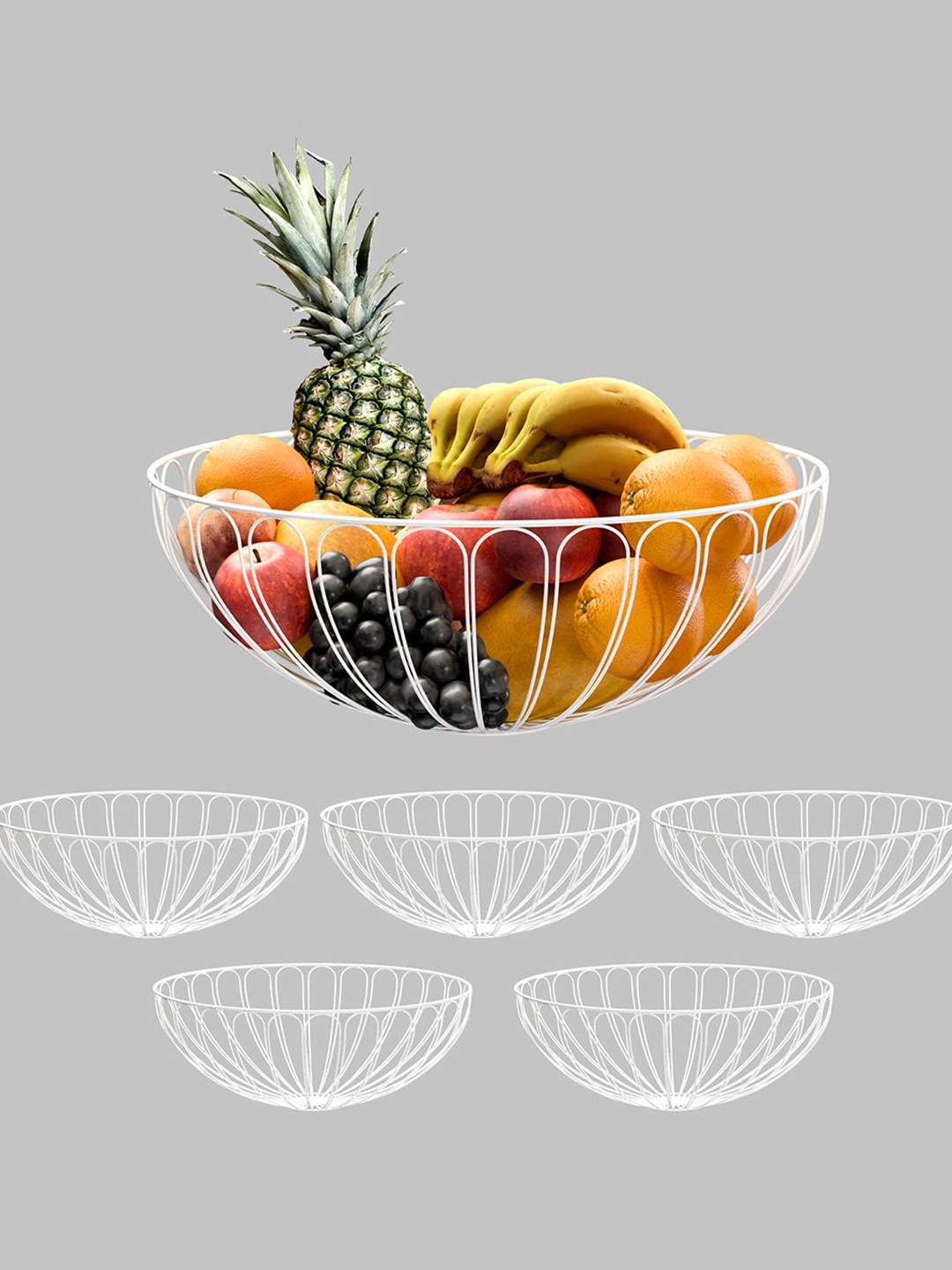 

Kuber Industries White 6 Pieces Metal Fruit and Vegetable Baskets