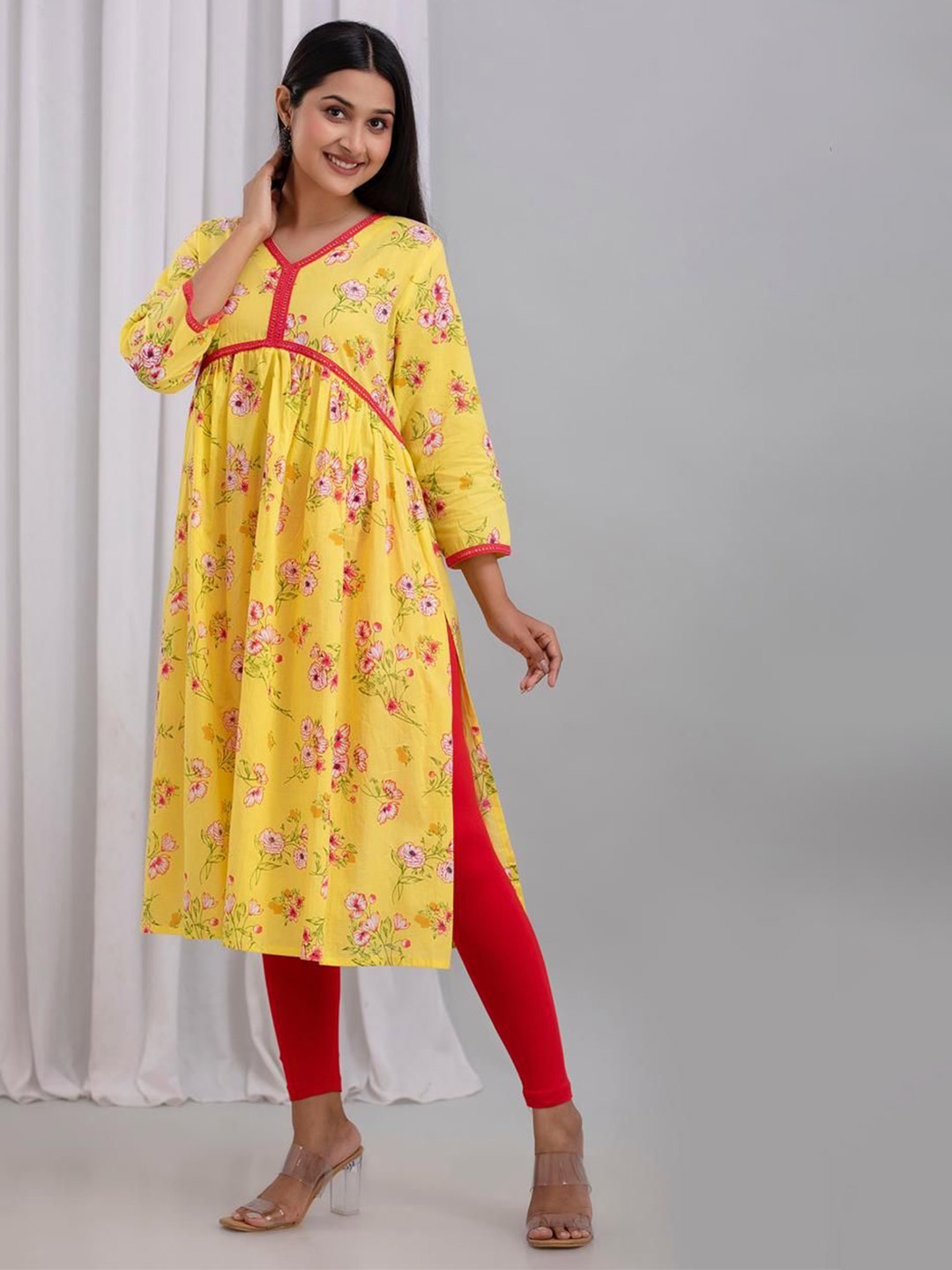 

krambica Floral Print Fit & Flare Midi Dress, Multi