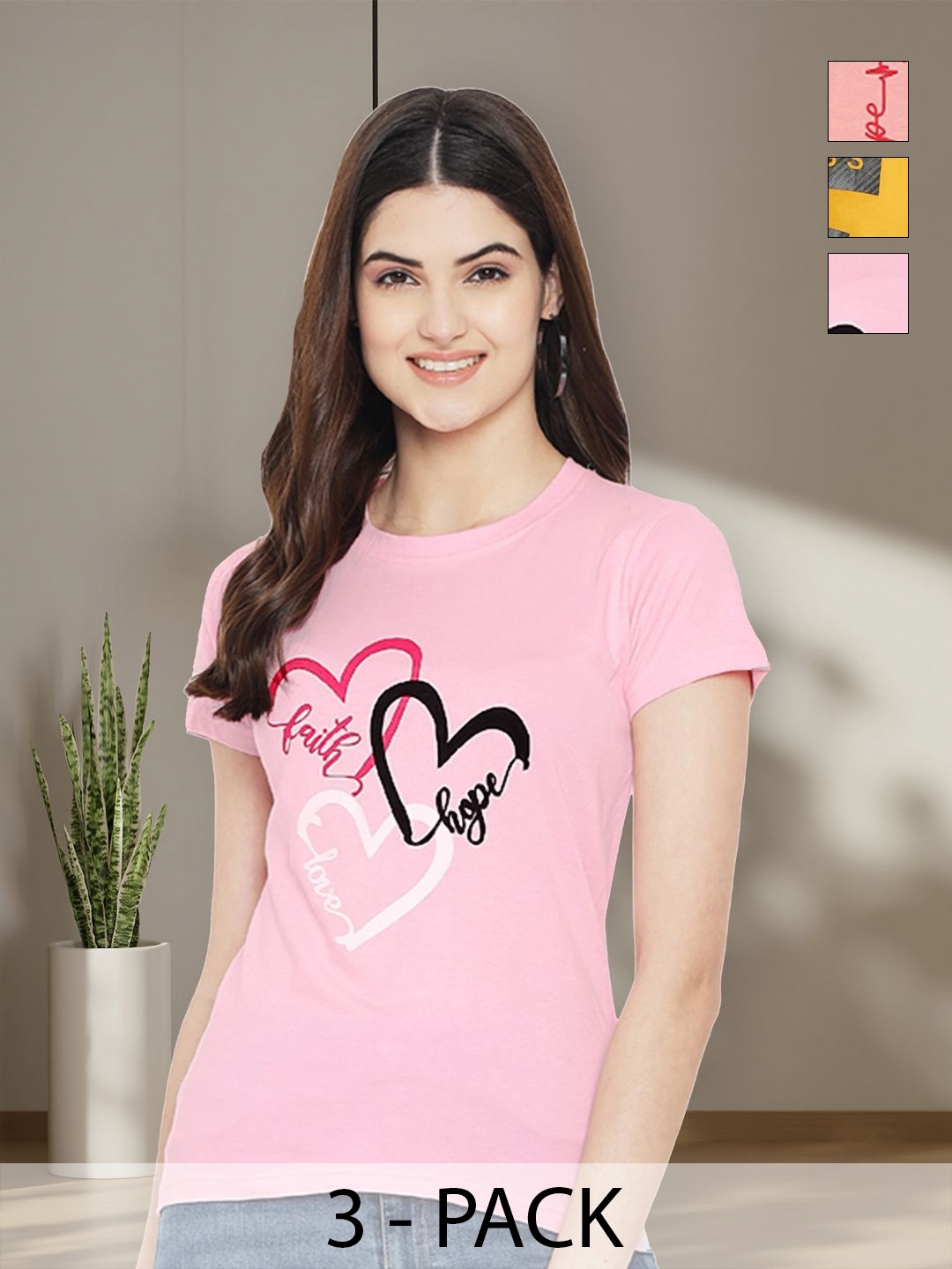 

Tromko Women Typography 3 Printed Applique T-shirt, Multi