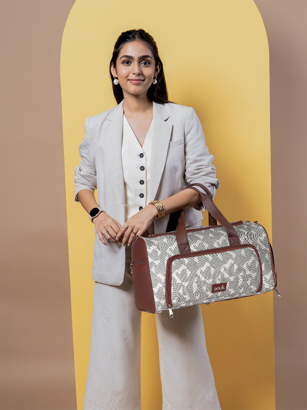 

ZOUK Printed Large Casual Duffel Bag, Grey