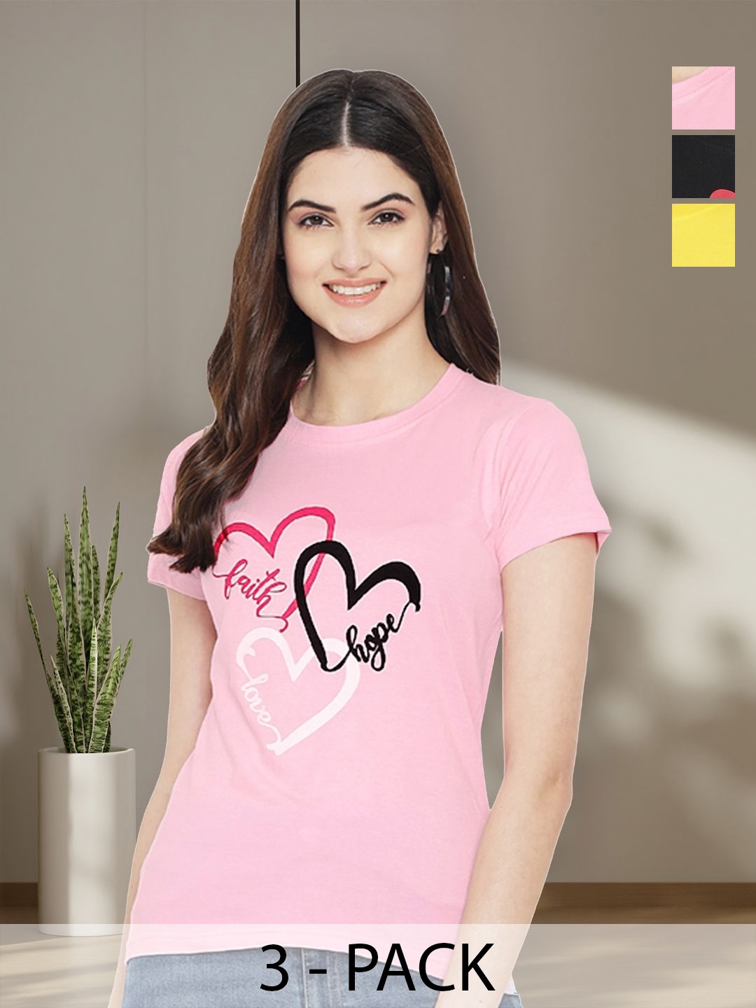 

Tromko Women Typography 3 Printed Applique T-shirt, Multi