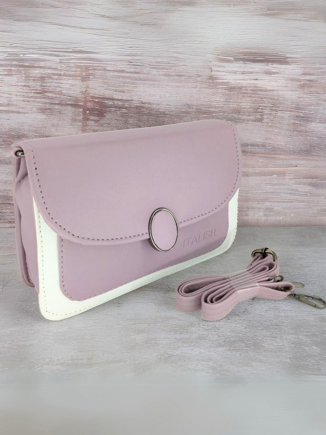 

ITALISH Leather Bowling Sling Bag, Pink