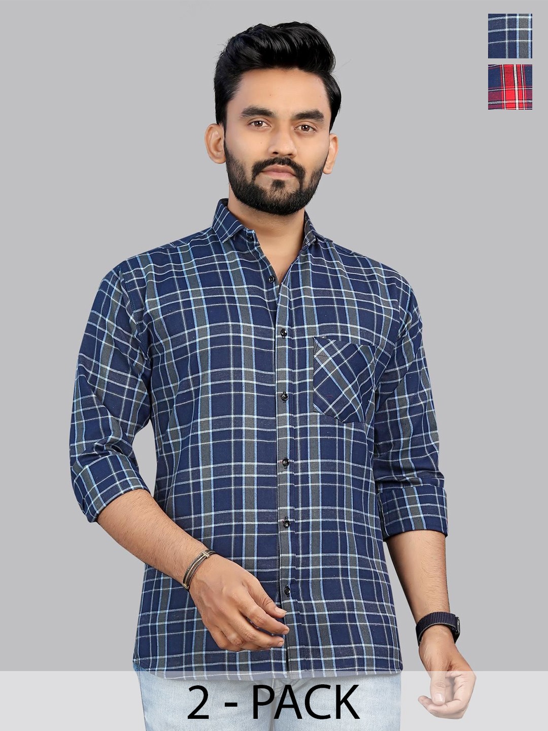 

Metronaut Men Classic Tartan Checks Opaque Checked Casual Shirt, Multi