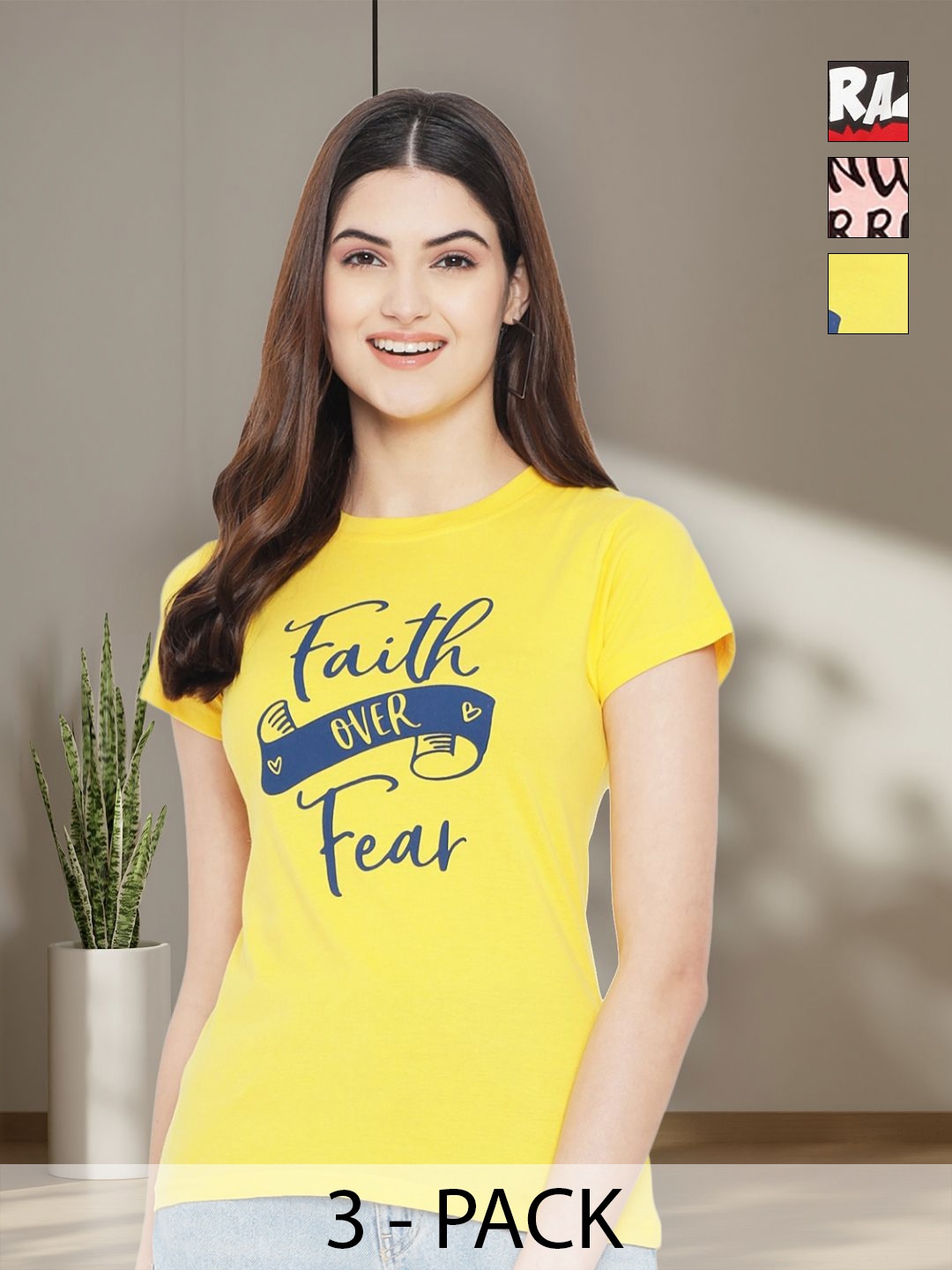 

Tromko Women Typography 3 Printed Applique T-shirt, Multi