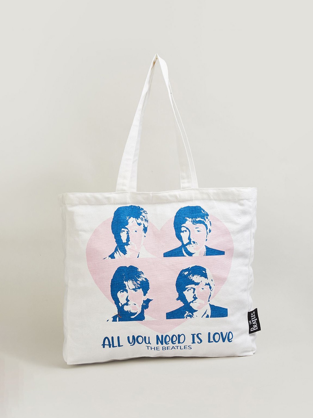 

max Printed Oversized Shopper Tote Bag with Applique, Off white