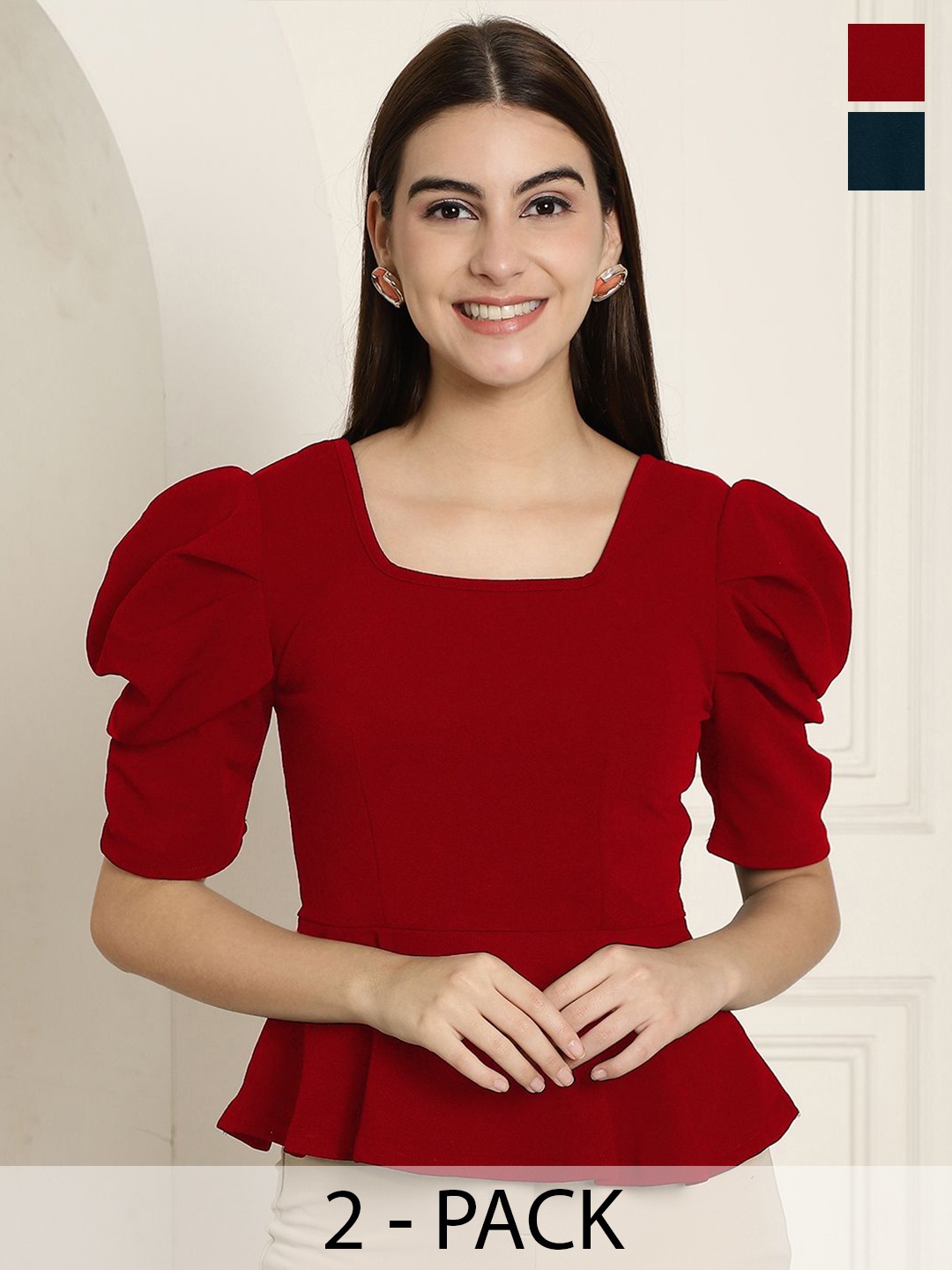 

Tromko Sweetheart Neck Puff Sleeve Top, Multi
