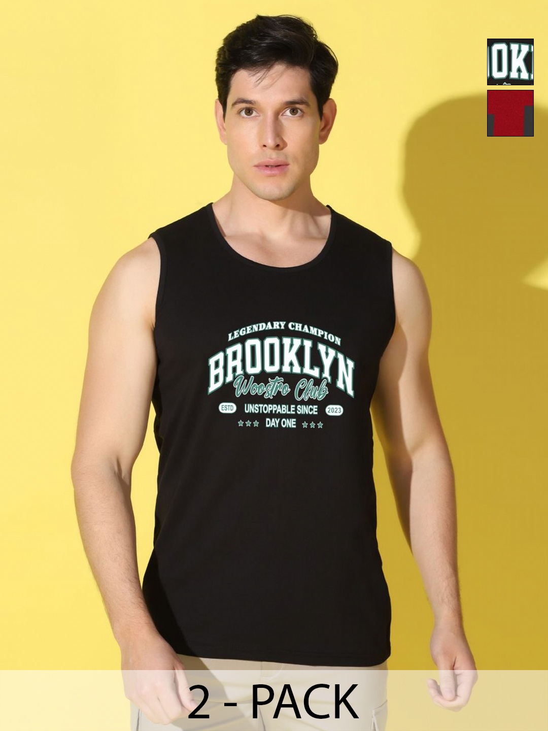 

WOOSTRO Men Typography 2 Printed Applique Slim Fit T-shirt, Black