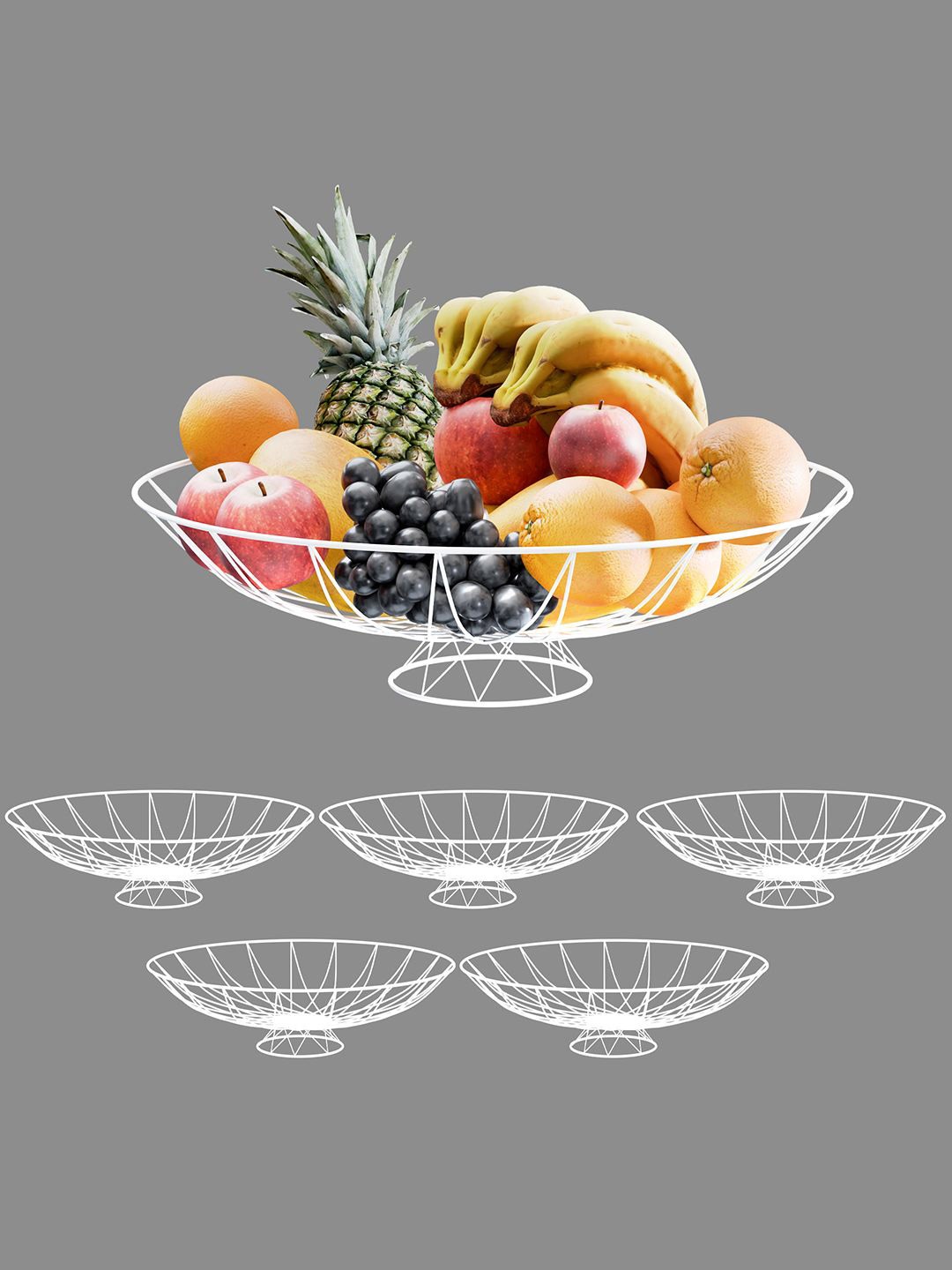

Kuber Industries White 6 Pieces Metal Fruit and Vegetable Baskets