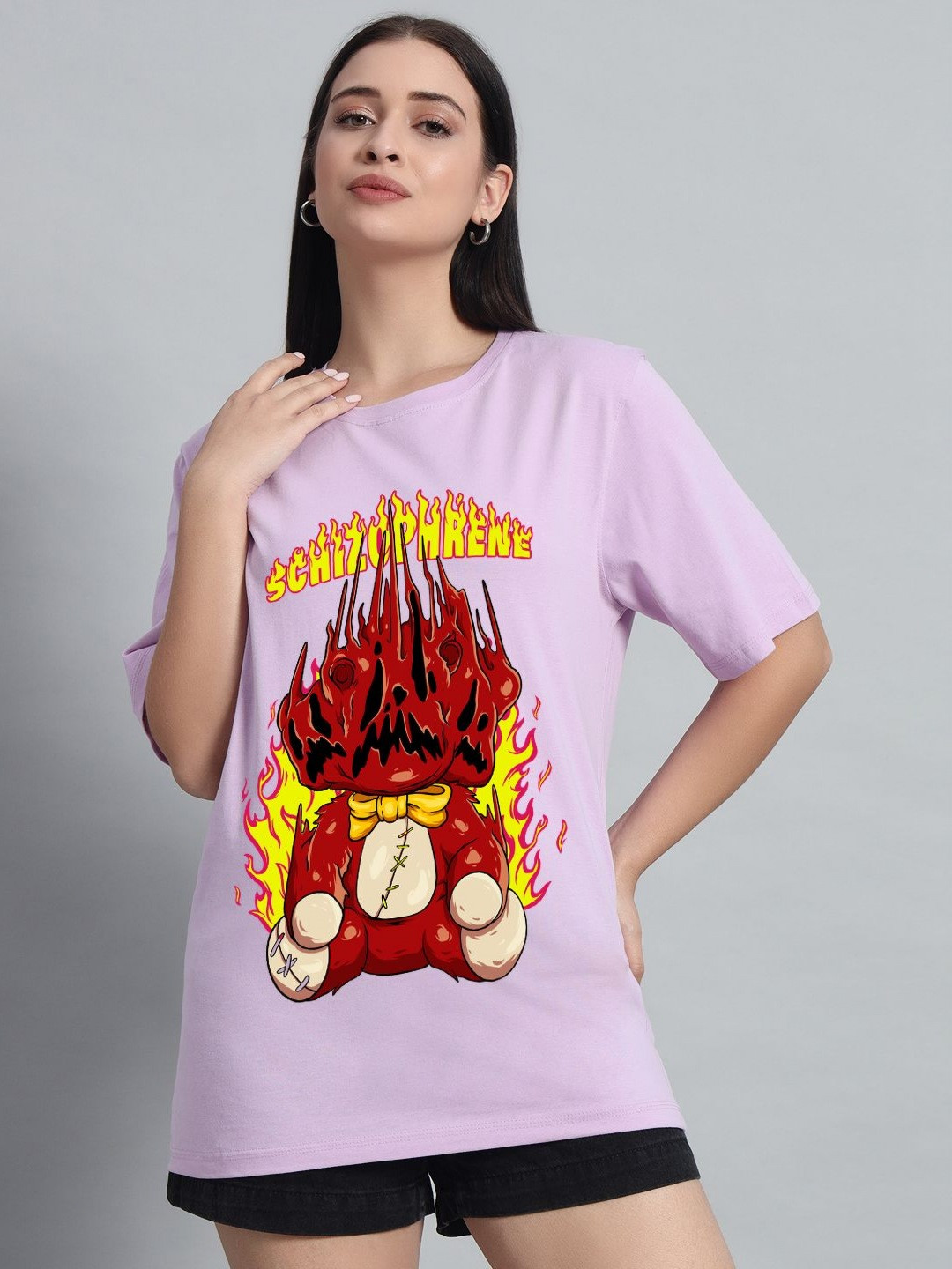 

N1F FASHION Women Drop-Shoulder Sleeves T-shirt, Peach