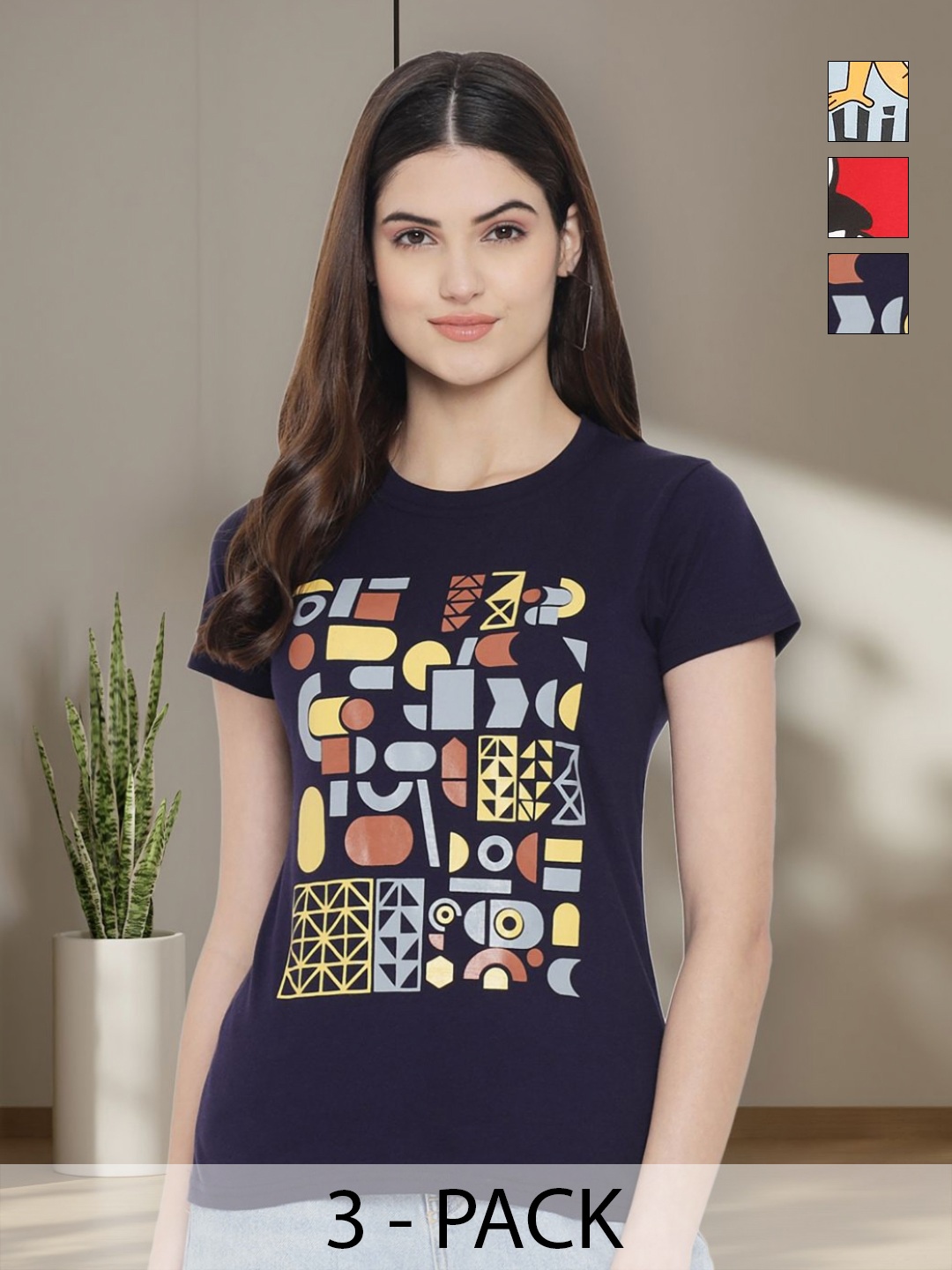 

Tromko Women Typography 3 Printed Applique T-shirt, Multi