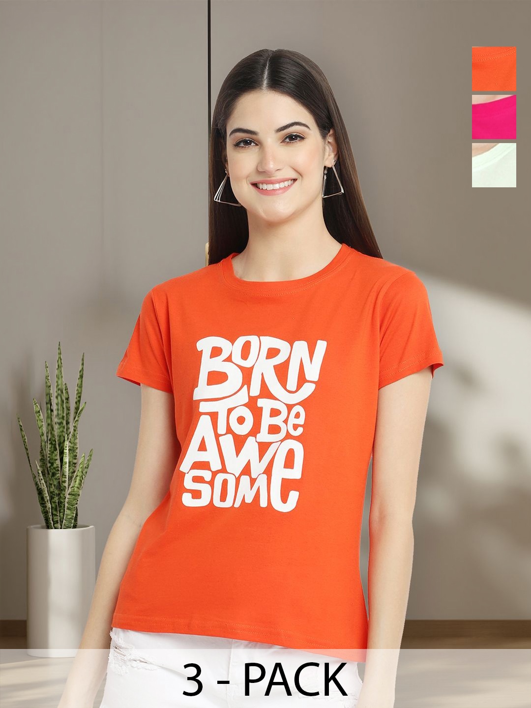 

Tromko Women Typography 3 Printed Applique T-shirt, Multi