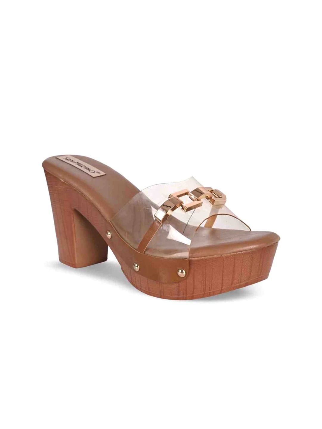 

San Marino by Shoe Bank Party Block Sandals, Tan