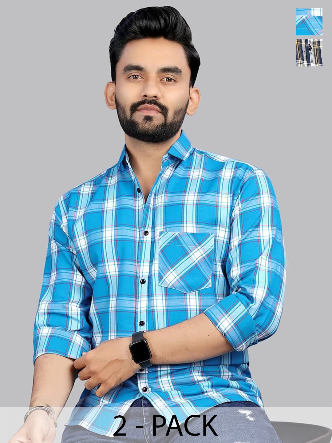 

Metronaut Men Classic Opaque Checked Casual Shirt, Multi