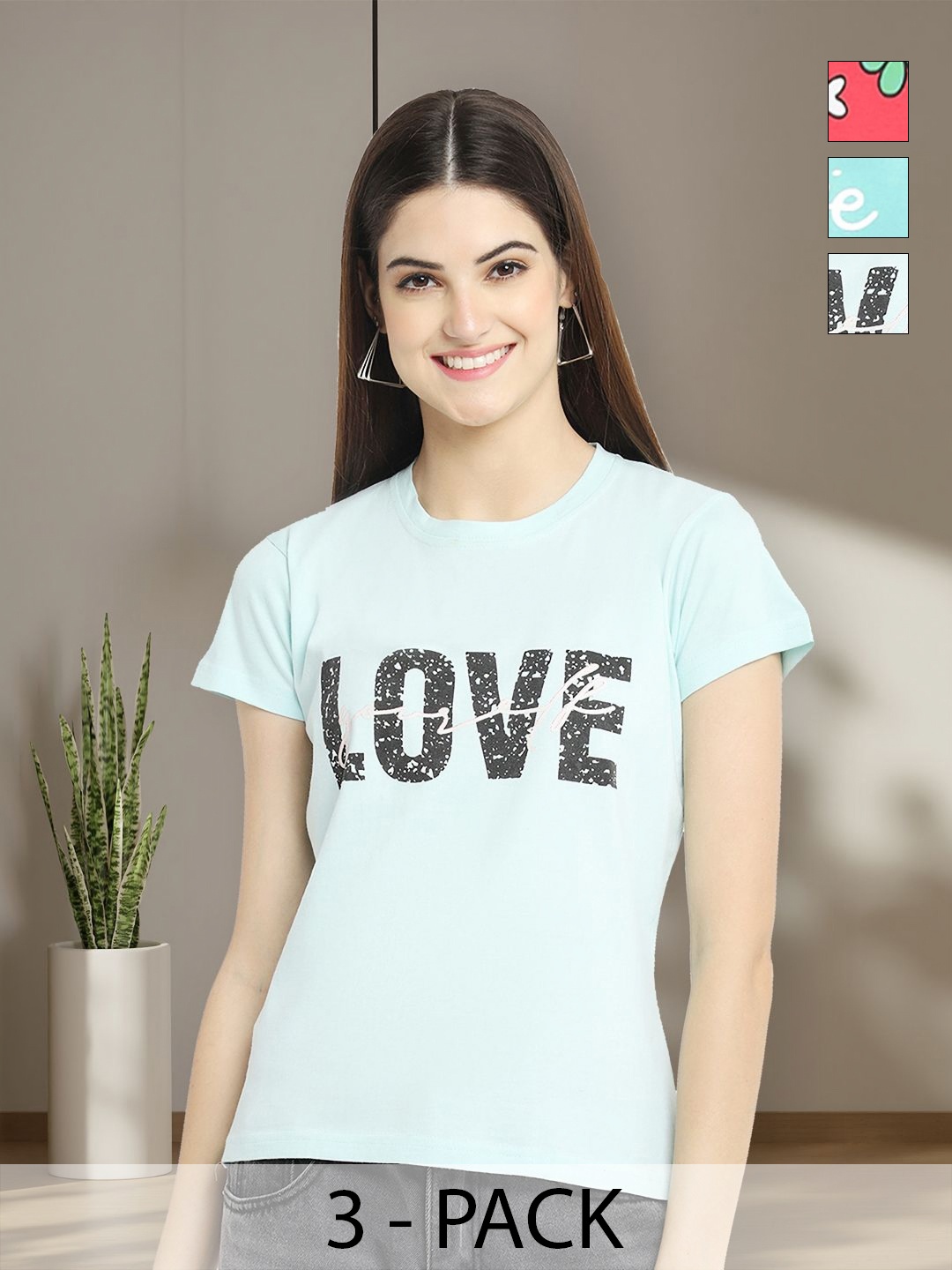 

Tromko Women Typography 3 Printed Applique T-shirt, Multi