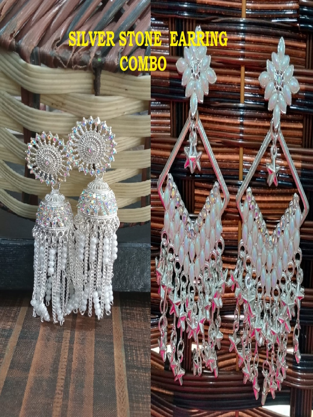

JMBW INTERNATIONAL Silver-Plated Dome Shaped Antique Artificial Beads Jhumkas Earrings