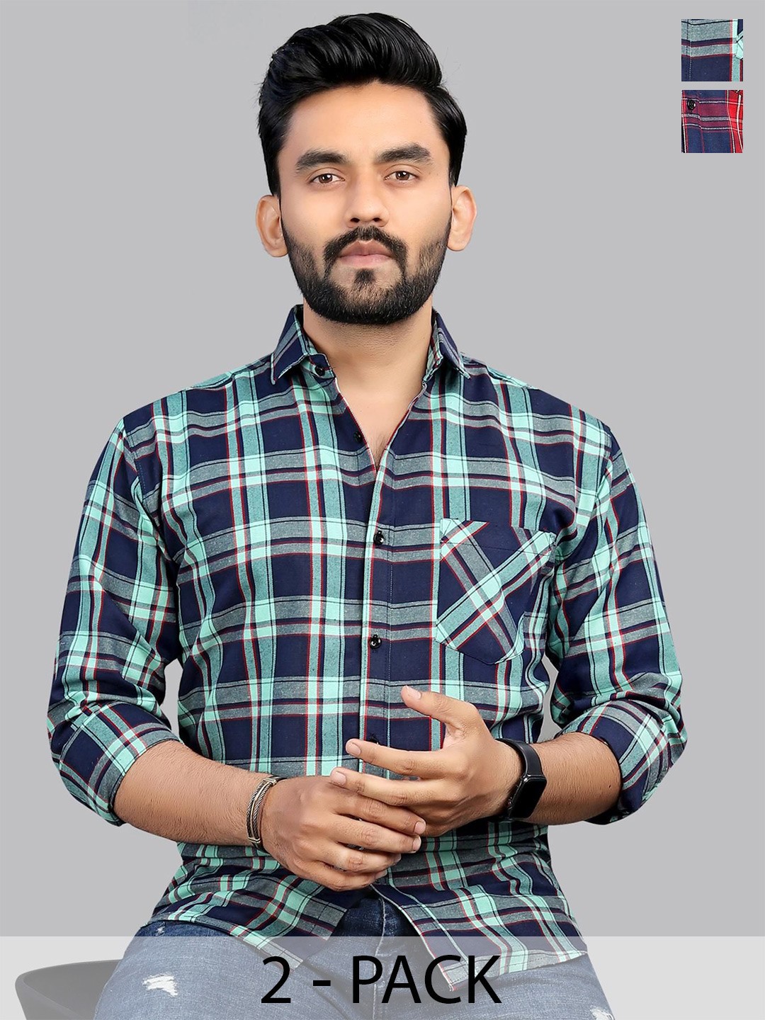 

Metronaut Men Classic Tartan Checks Opaque Checked Casual Shirt, Multi