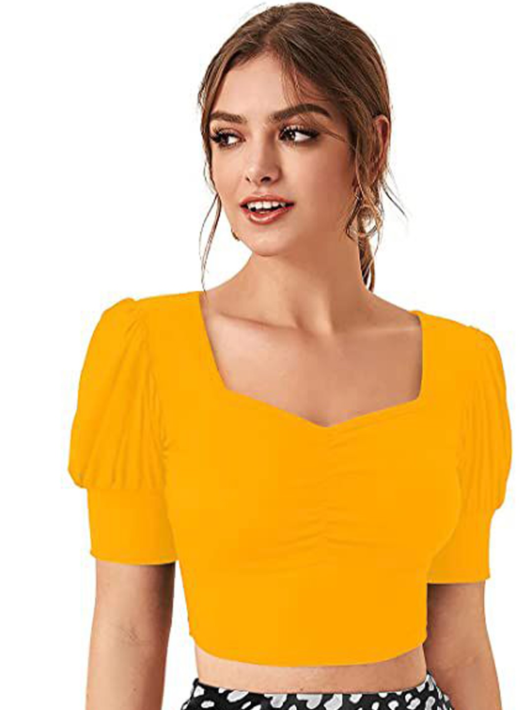 

Projas Sweetheart Neck Crop Top, Yellow