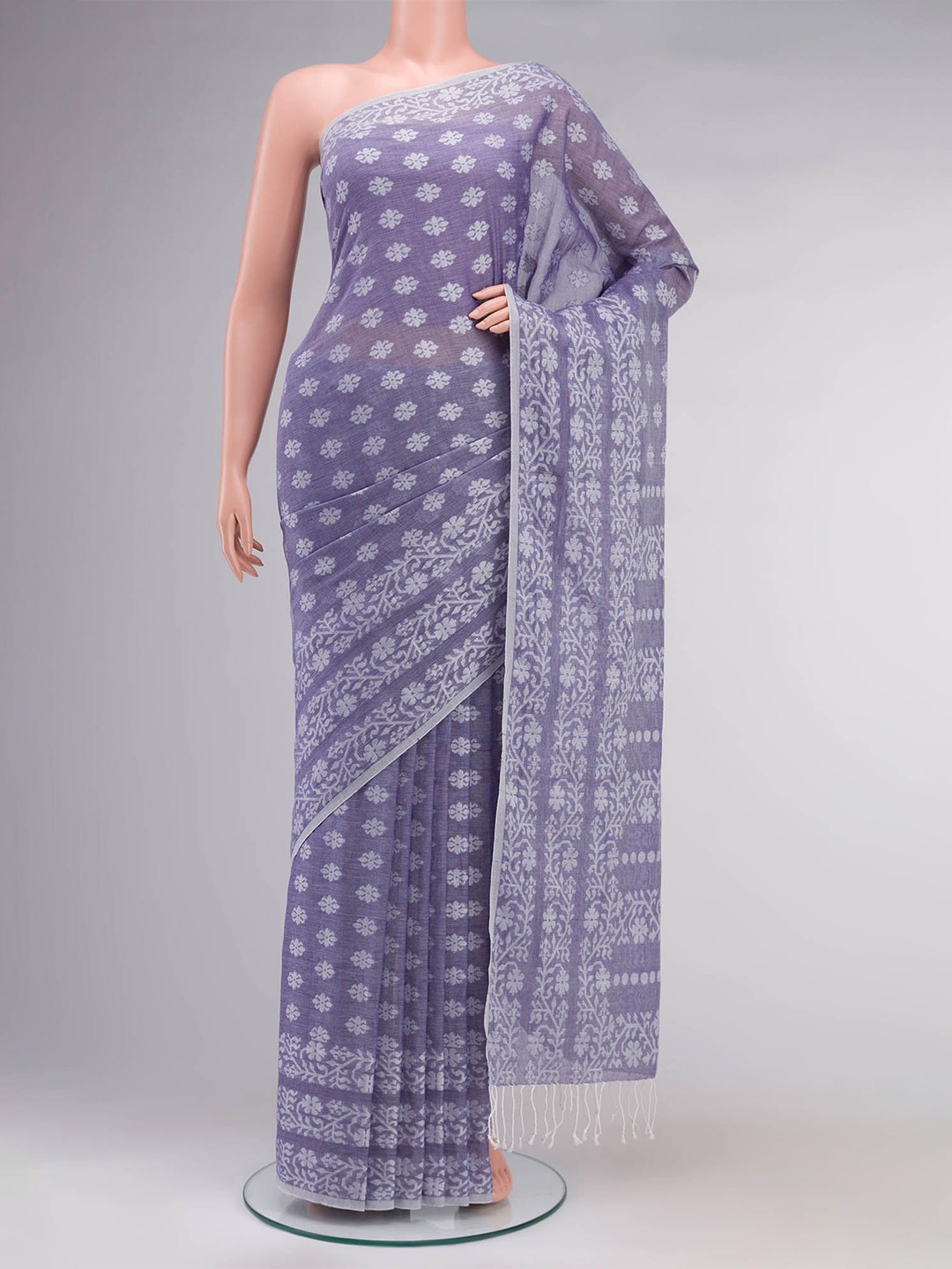 

Nalli Floral Pure Cotton Saree, Blue