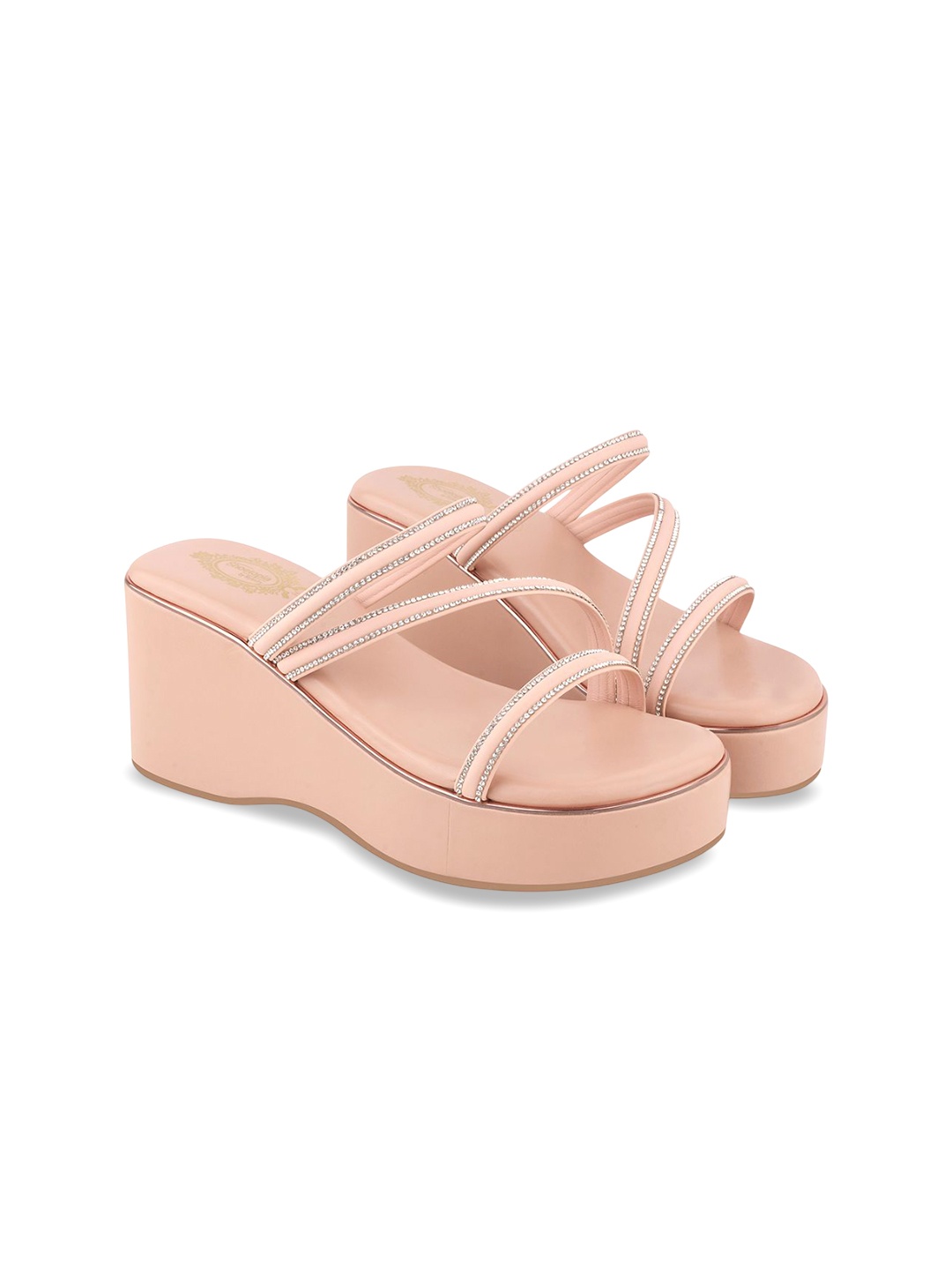 

Shoetopia Embellished Party Wedge Sandals, Peach