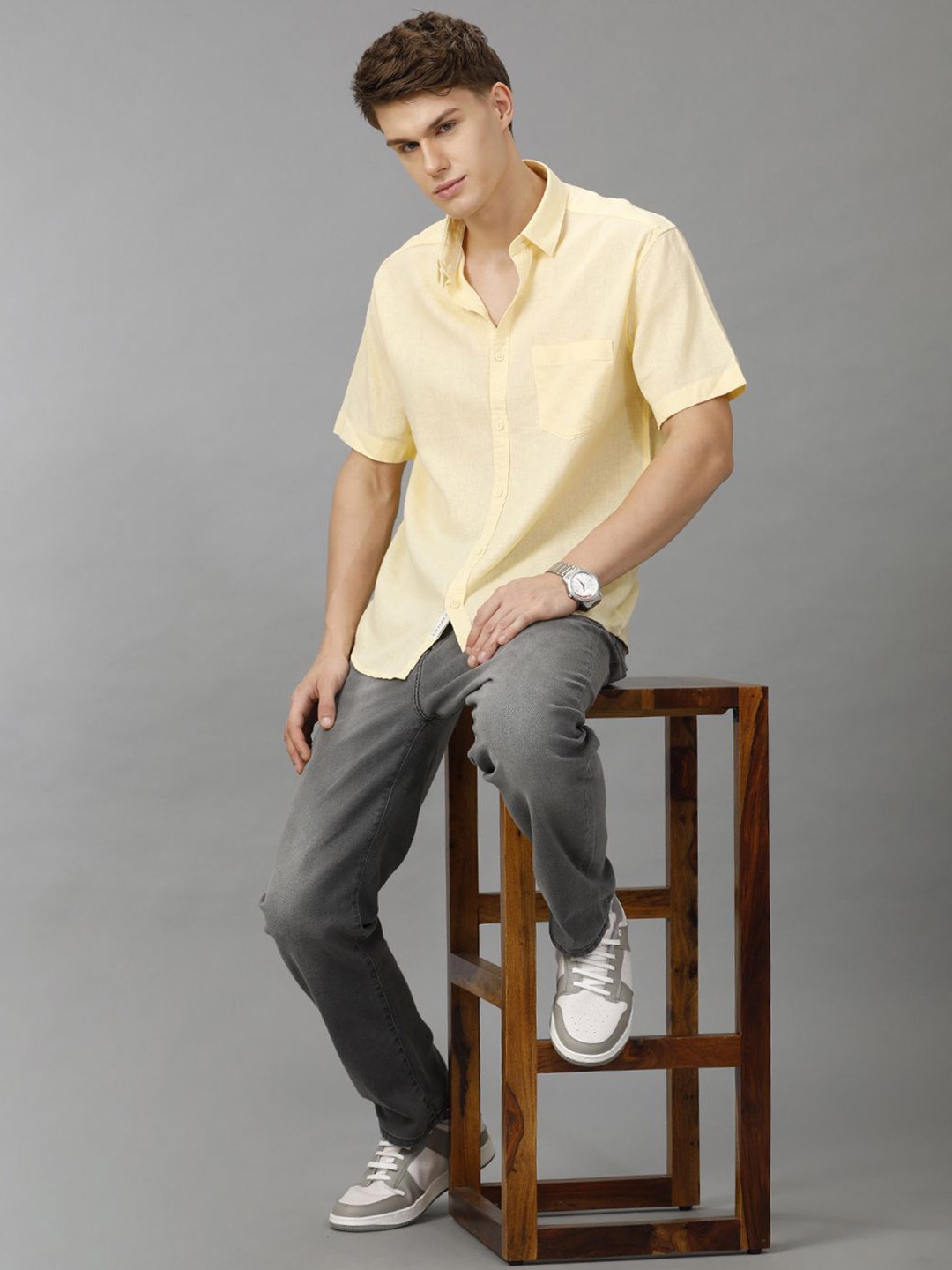 

Voi Jeans Men Boxy Opaque Casual Shirt, Yellow