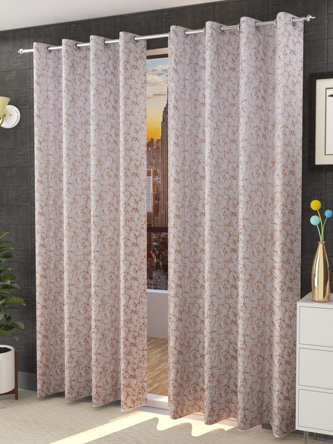 

Galaxy Home Decor Gold-Toned Set of 2 Room Darkening Long Door Curtain